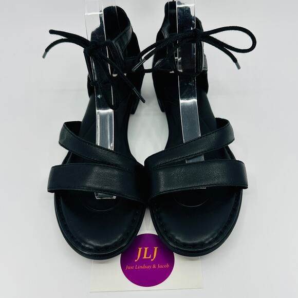 Born Women's Casma Black Leather Ankle Tie Flatform Gladiator Sandals Size 8 - Picture 3 of 11